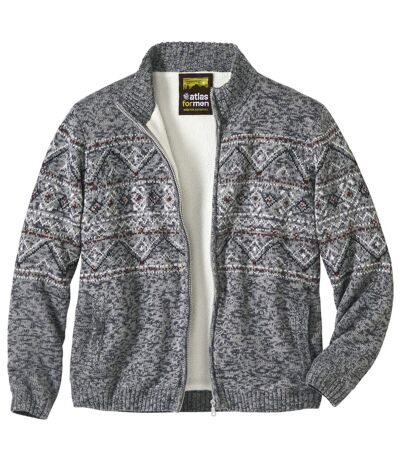 Men's Gray Print Knitted Jacket   