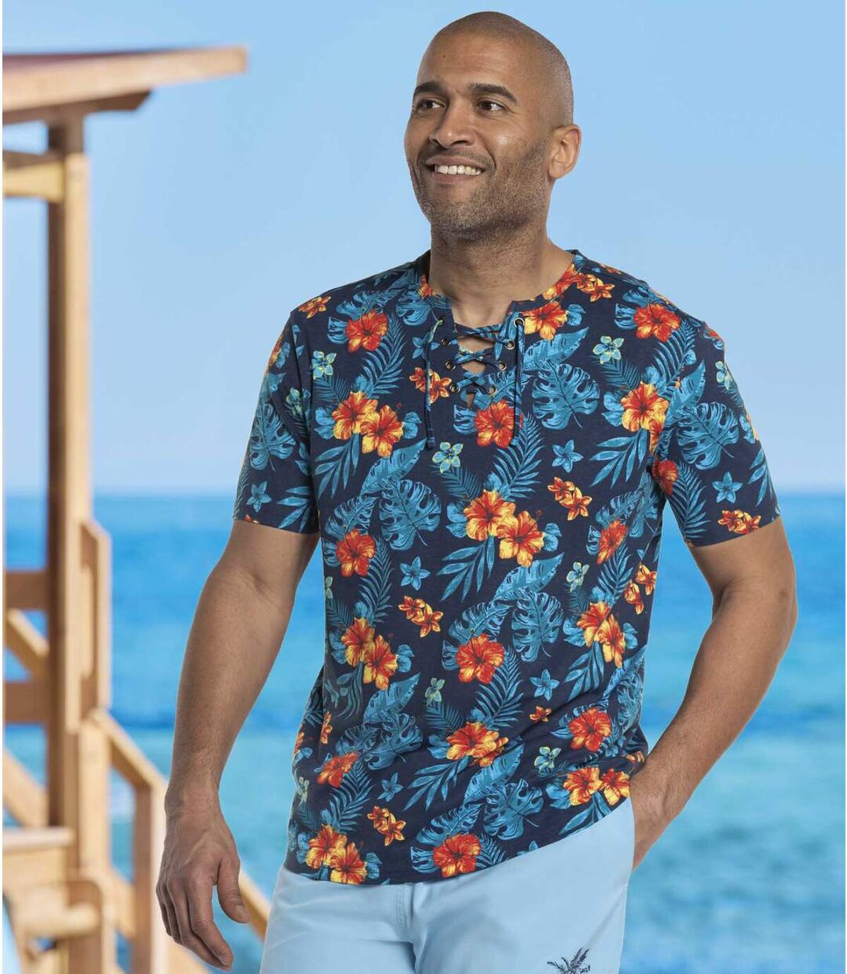 Men's Lace-Neck T-Shirt  Atlas For Men