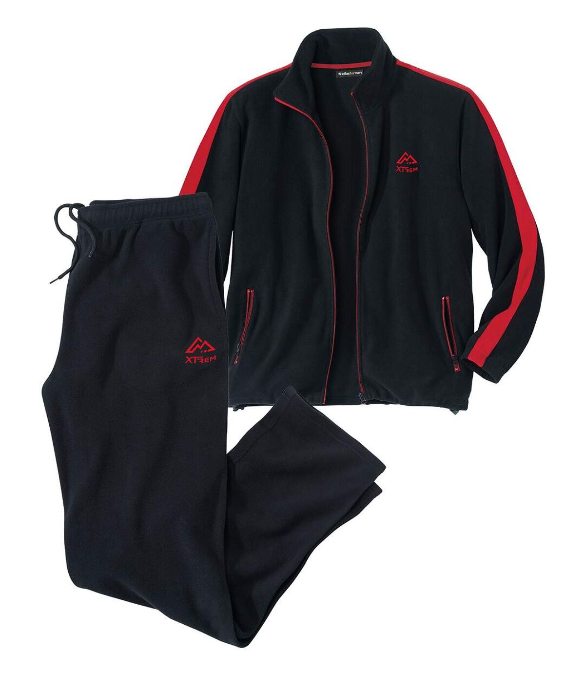 Men's Sporty Fleece Tracksuit - Black Red Atlas For Men