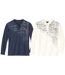 Pack of 2 Men's Henley-Neck Tops - Navy White-1