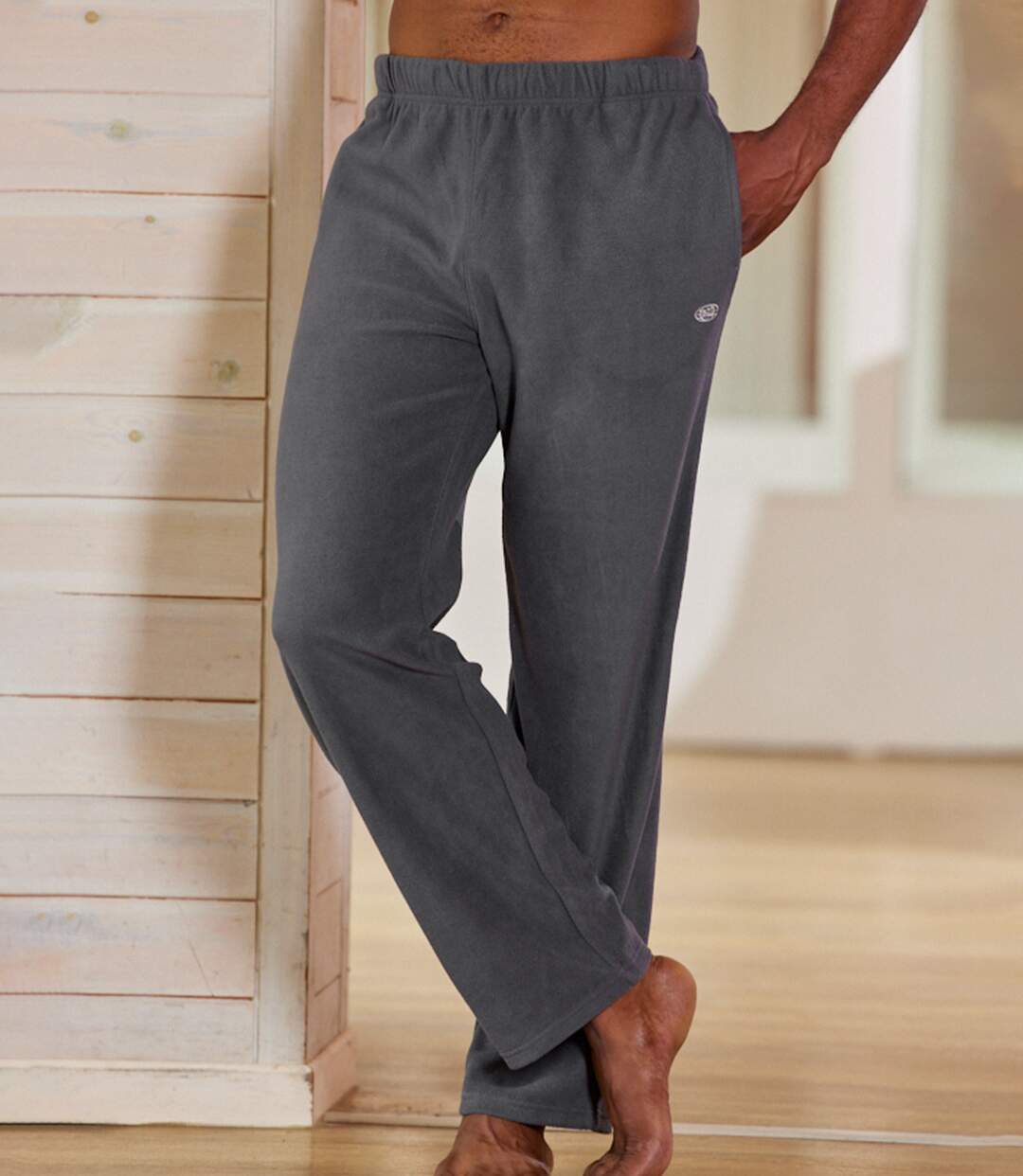 Men's Grey Microfleece Lounge Trousers-2