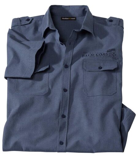 Men's Blue Short Sleeve Aviator Shirt