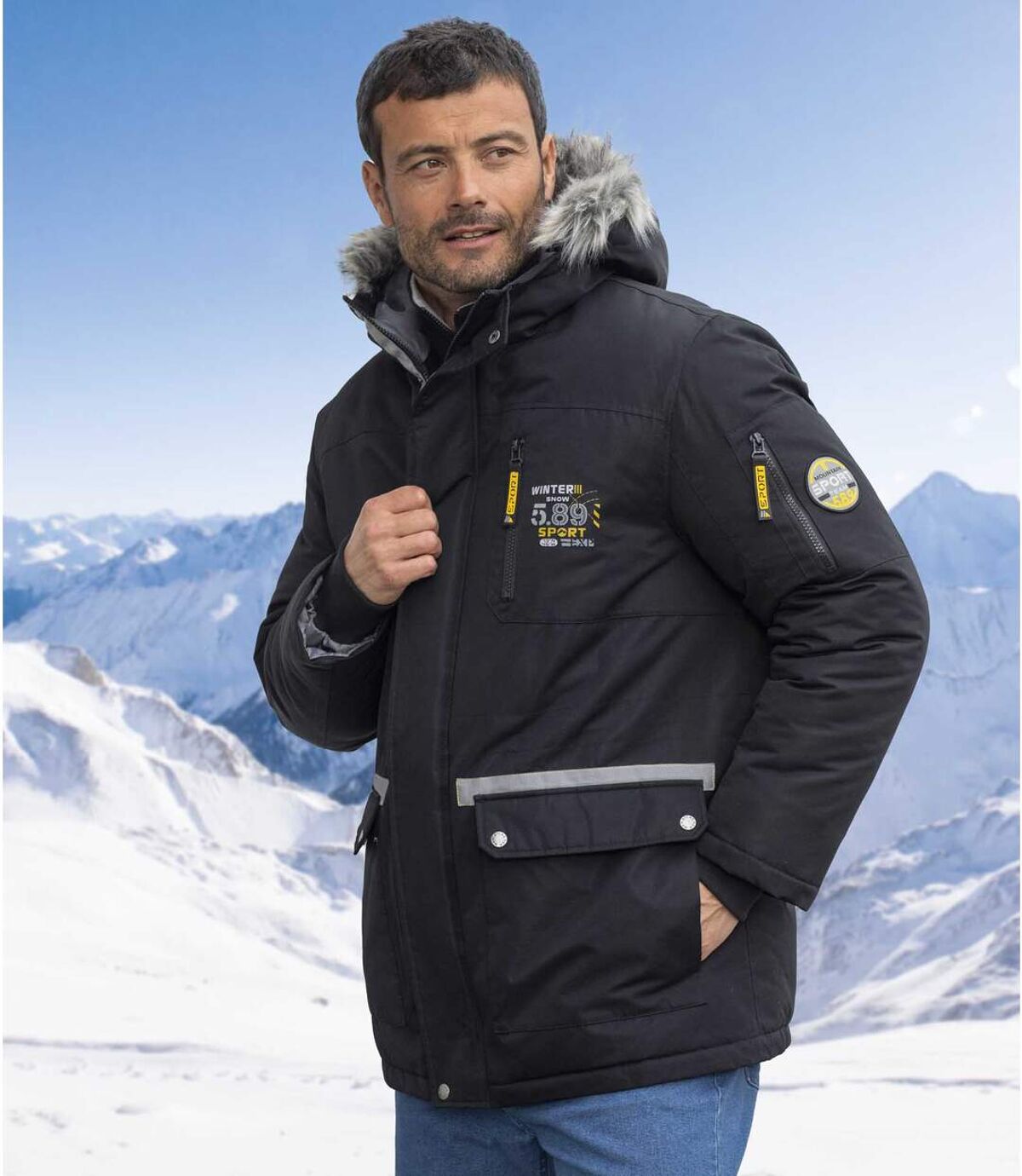 Parka Grosse Kälte mit Kapuze mit Webpelz  Atlas For Men