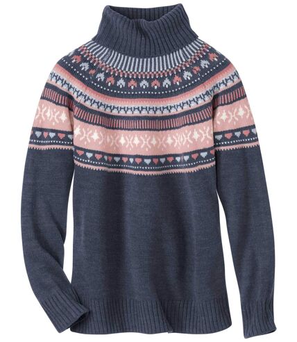 Women's Patterned Roll-Neck Sweater