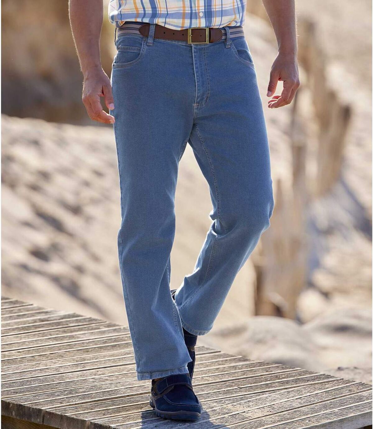 Men's Regular Stretch Summer Jeans - Light Blue Atlas For Men