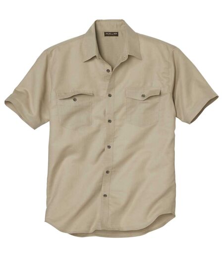 Men's Beige Short-Sleeved Safari Shirt