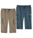 Pack of 2 Men's Cropped Cargo Pants - Taupe and Blue