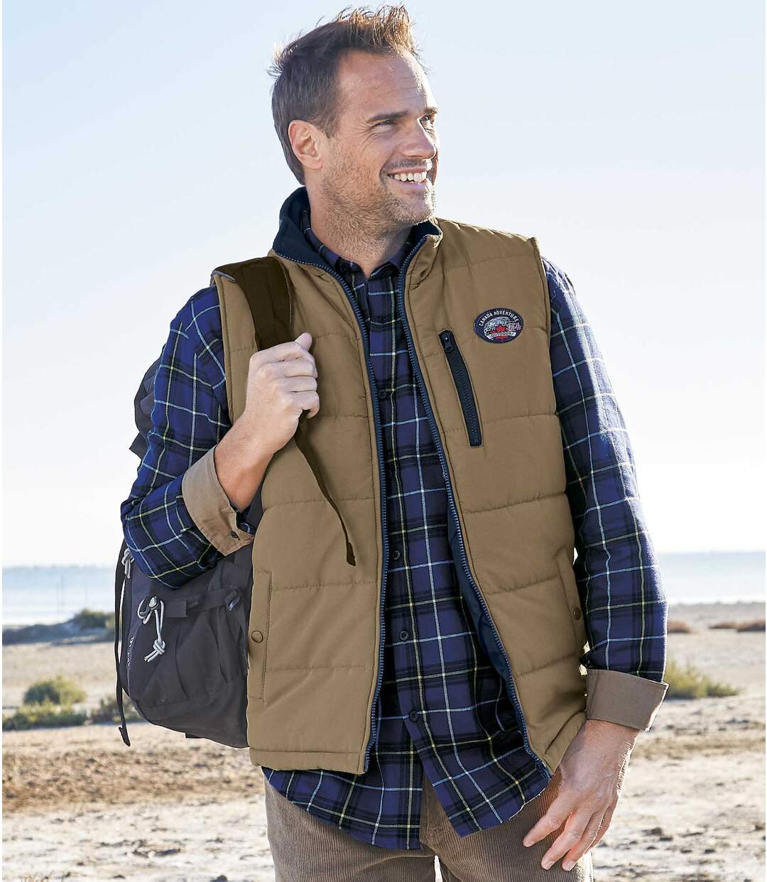 Men's Beige Padded Gilet-3