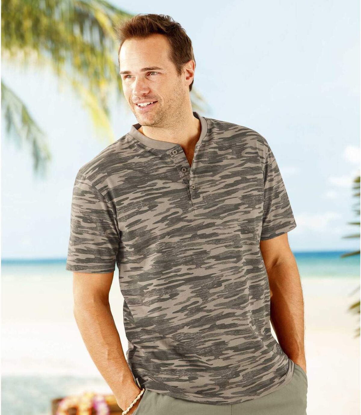 Men's Military-Style Camouflage Print T-Shirt Atlas For Men