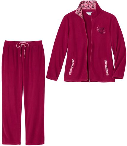 Women's Burgundy Fleece Tracksuit