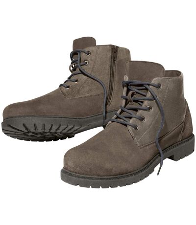 Men's Brown Zip-Up Ankle Boots