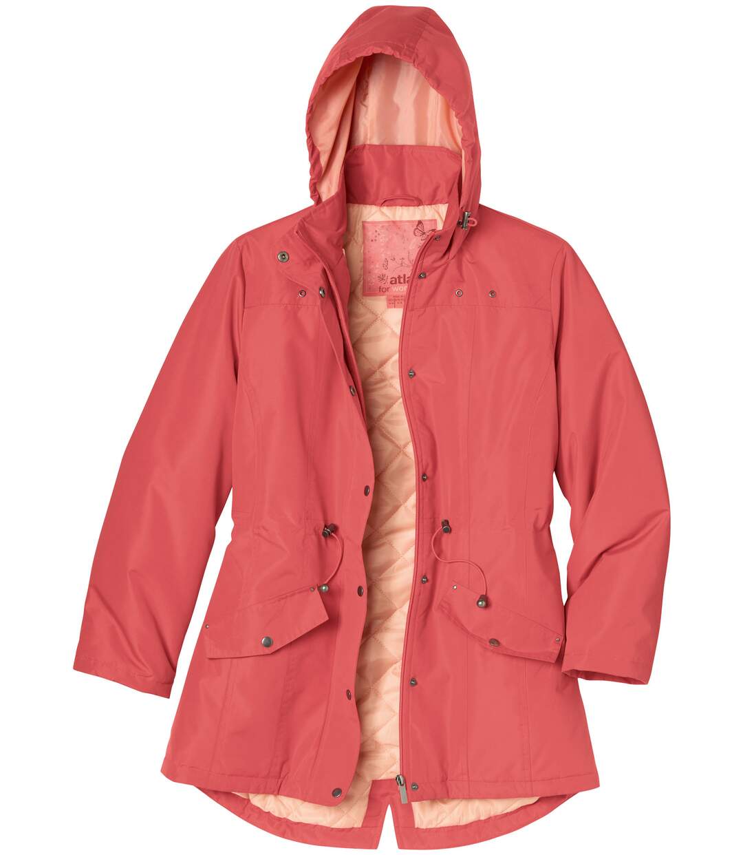 Parka à capuchon femme - corail