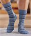 Pack of 4 Pairs of Men's Striped Socks - Blue Anthracite Grey
