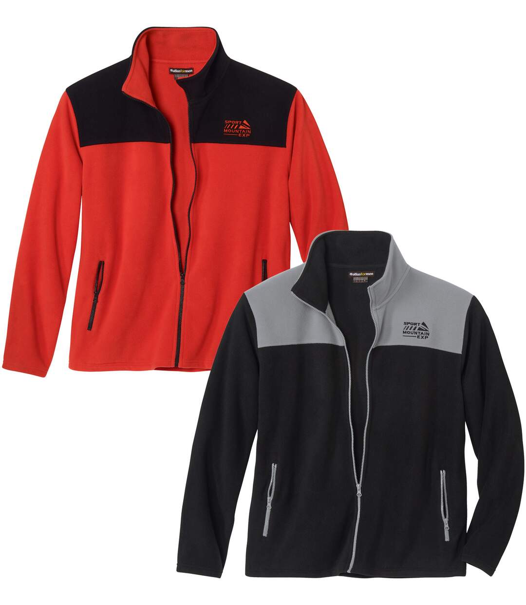 Pack of 2 Men's Zip-Up Fleece Jackets - Orange Black-1