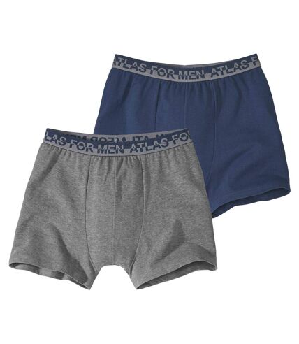 Men's Comfortable Boxer Shorts Twin-Pack - Blue Grey