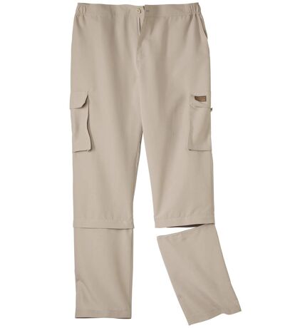 Men's Beige 2-in-1 Microfibre Trousers