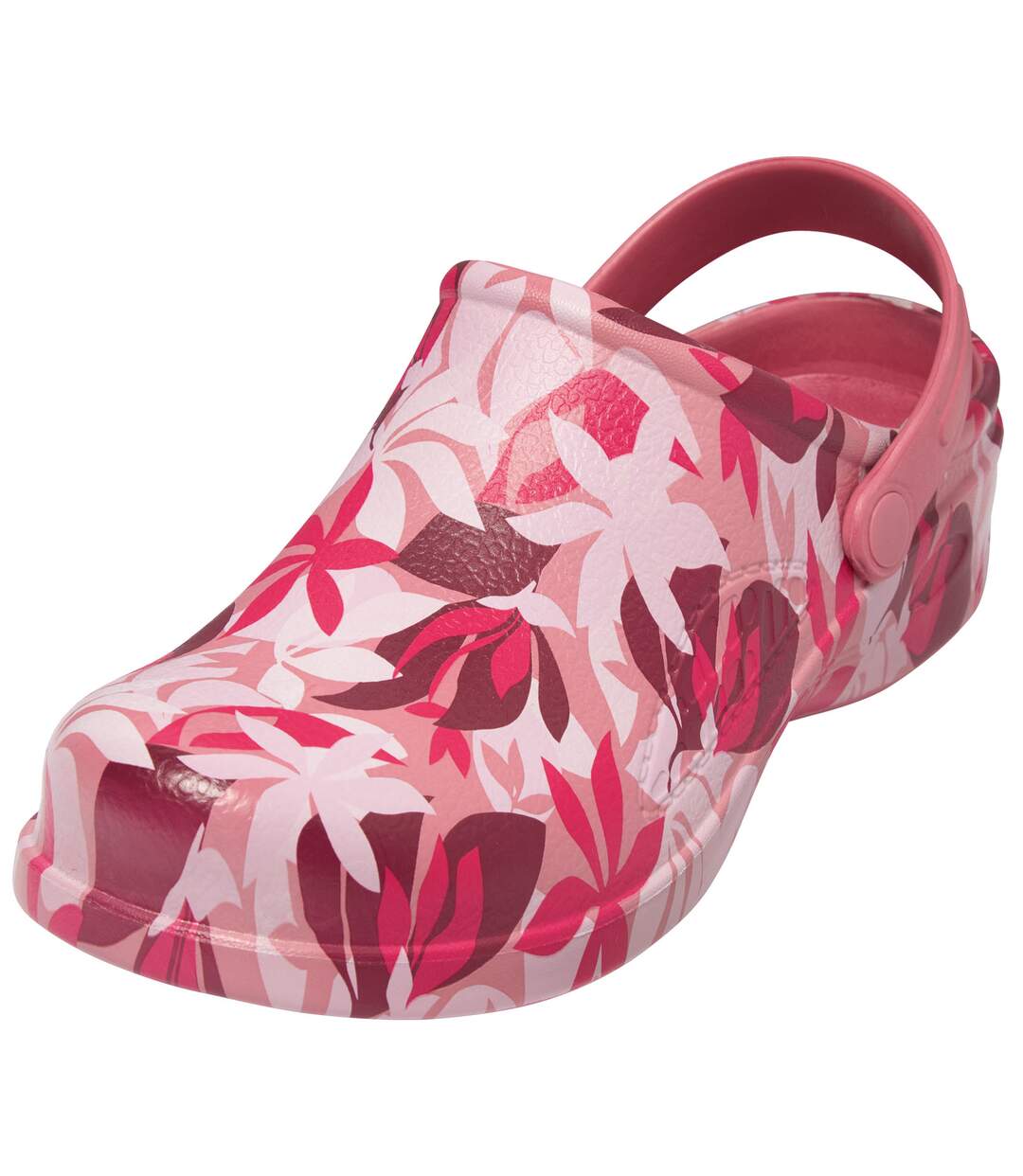 Women's Pink Floral Clogs-5