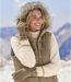 Women's Taupe Padded Vest - Water-Repellent