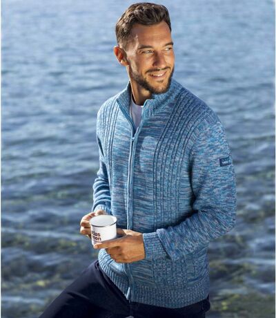 Pletený melírovaný sveter na zips