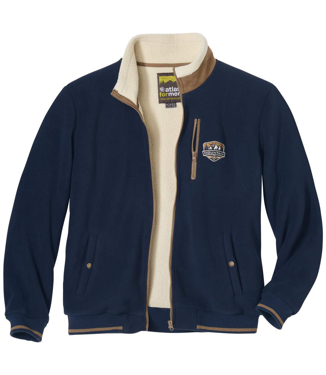 Men's Sherpa-Lined Fleece Jacket - Navy