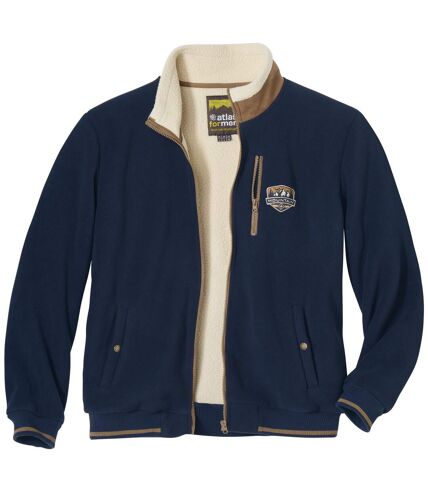 Men's Navy Sherpa-Lined Fleece Jacket