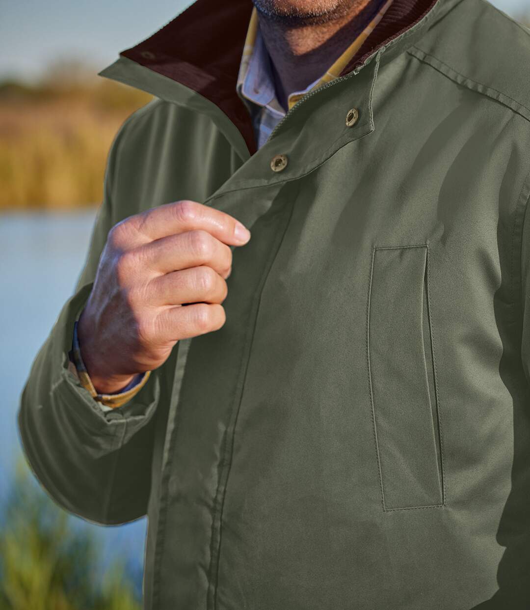 Men's Khaki Parka - Corduroy Collar-4