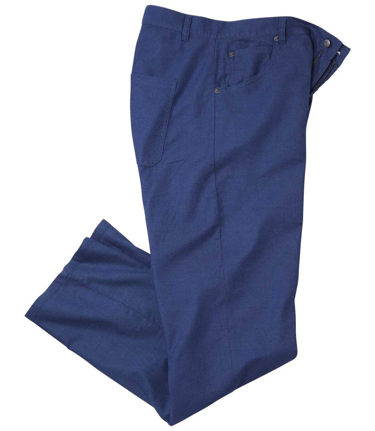 Men's Blue Cotton/Linen Stretch Pants Atlas For Men