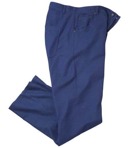 Men's Blue Cotton/Linen Stretch Trousers