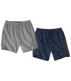 Pack of 2 Men's Microfibre Shorts - Grey Navy Atlas For Men