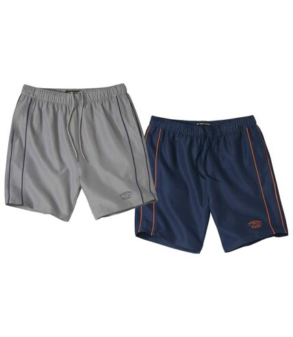 Pack of 2 Men's Microfibre Shorts - Grey Navy