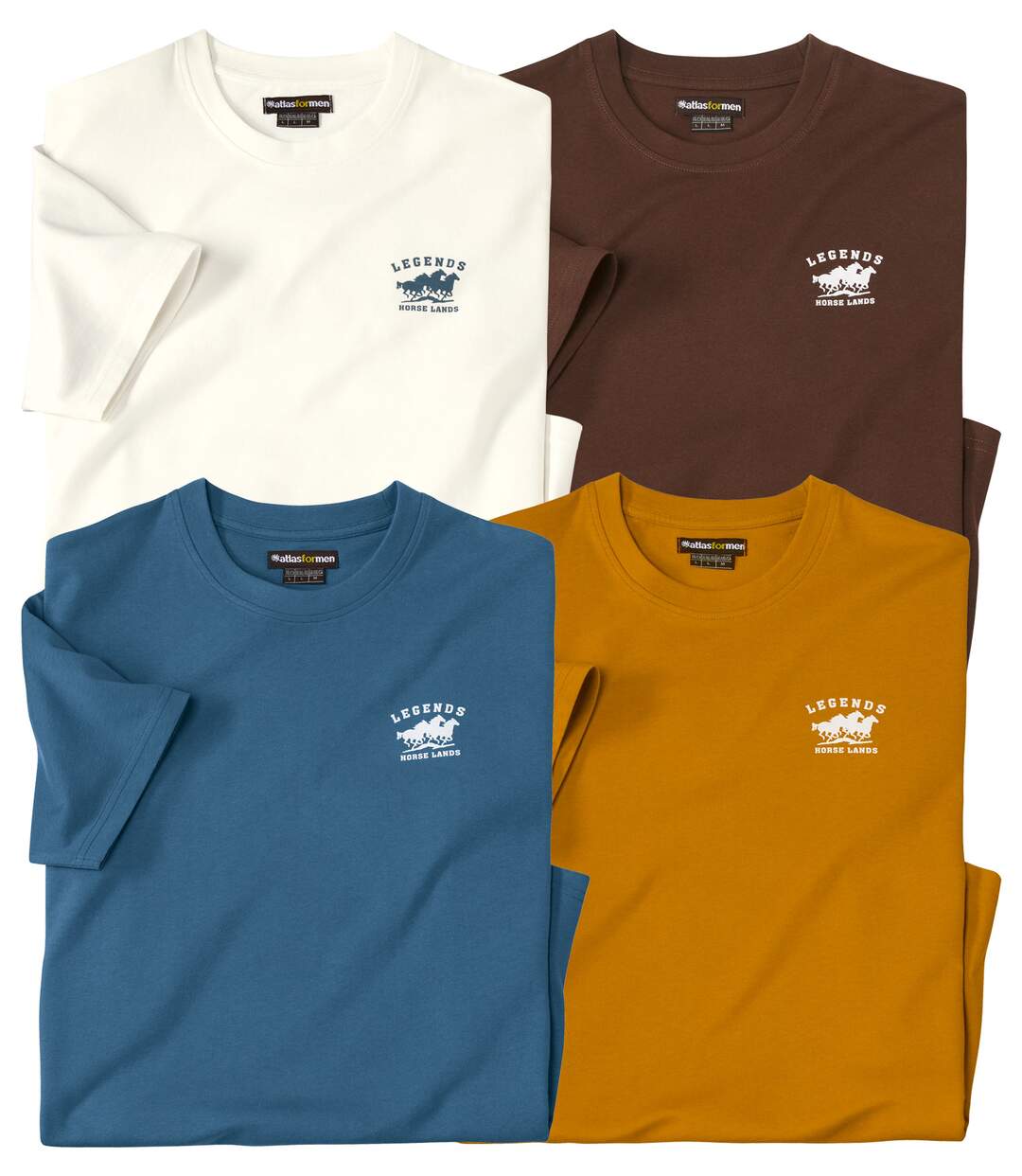 Paquet de 4 t-shirts fantaisie homme - écru bleu ocre brun-1