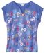 T-shirt bimatière fleuri femme - bleu