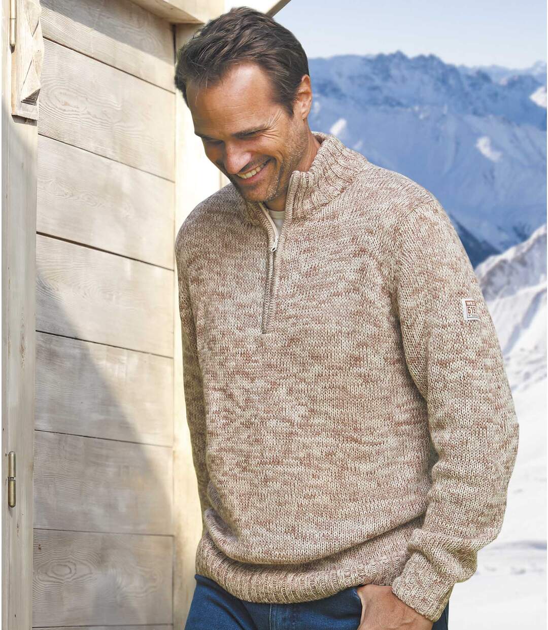 Men's Beige Knitted Sweater Atlas For Men