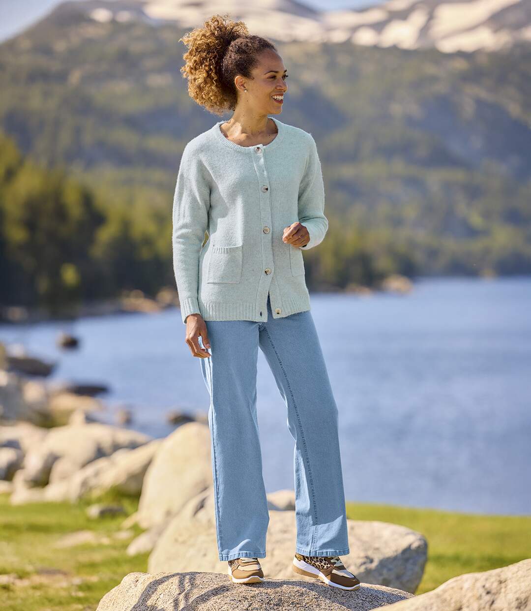 Le Jean Stretch Taille Haute avec Ceinture Elastiquée-4
