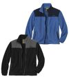 Pack of 2 Men's Two-Tone Flexi Fleece Jackets - Full Zip - Blue & Navy, Black & Grey Atlas For Men