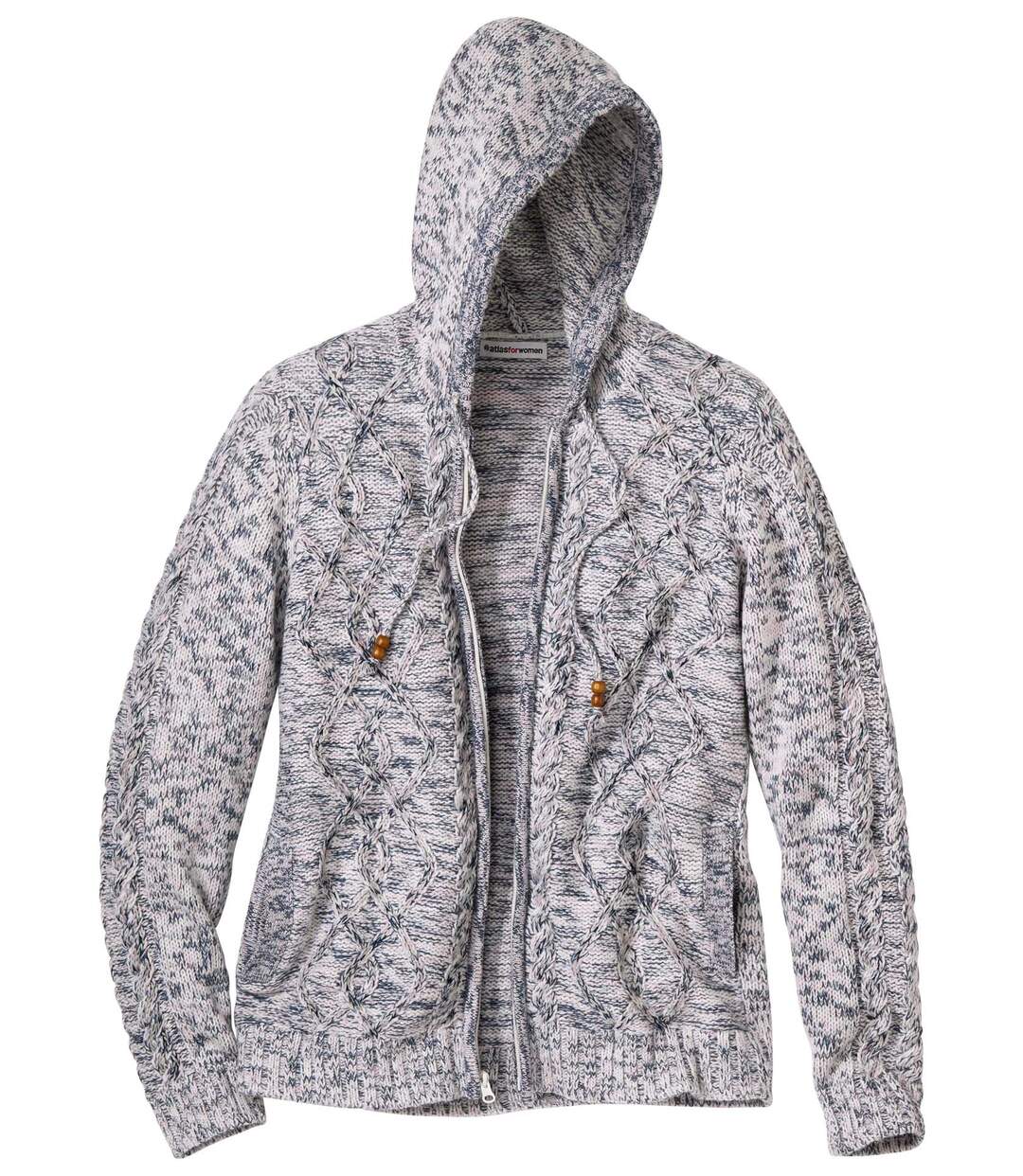 Pletený svetr s copánkovým vzorem a kapucí Atlas For Men
