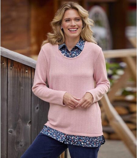 Women's Pink 2-In-1 Sweater 
