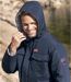 Men's Navy Hooded Water-Repellent Parka Coat 