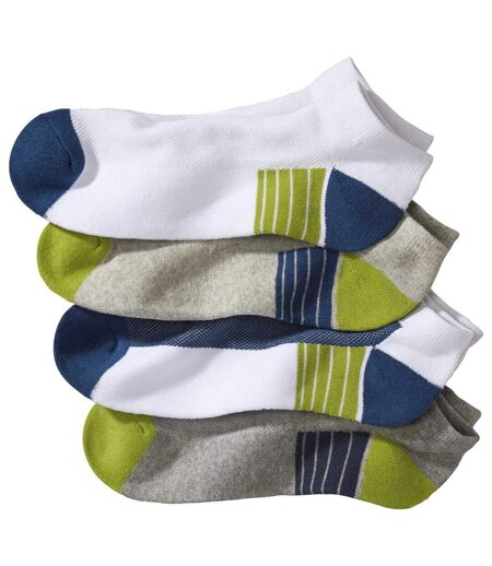 Pack of 4 Pairs of Men's Trainer Socks - White Grey
