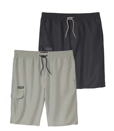 Le Lot de 2 Bermudas Cargo en Microfibre 