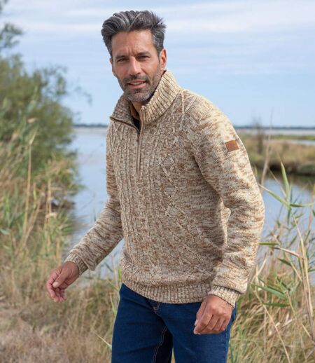 Men's Ecru Marled Knit Jumper