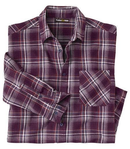 Men's Plum Checked Flannel Shirt