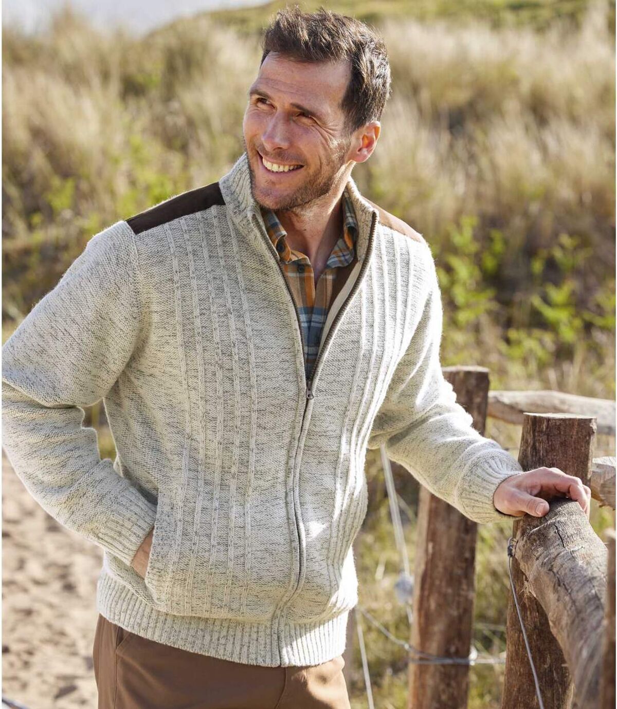 Pletený sveter s flísovou podšívkou Atlas For Men