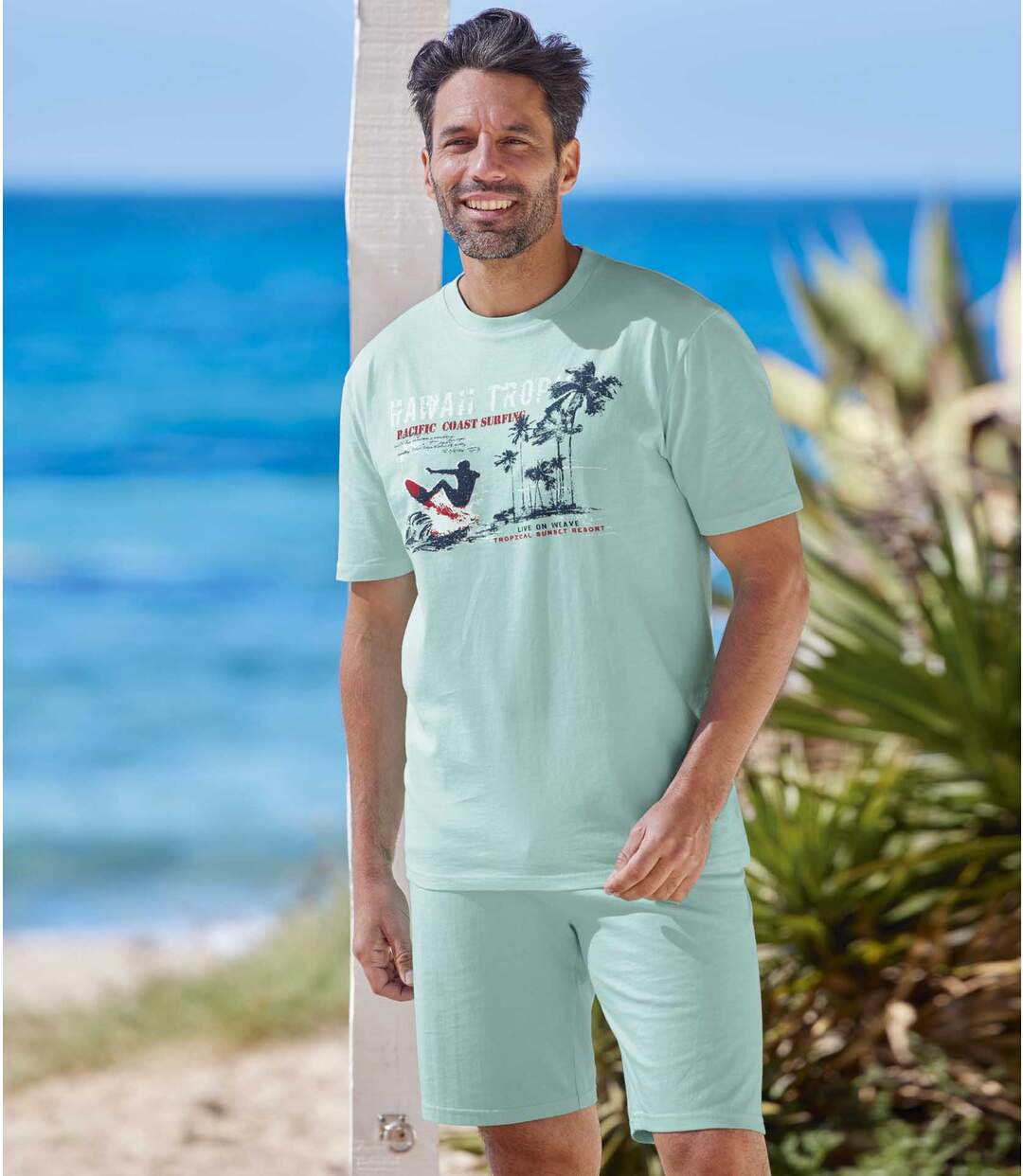 Men's Surf Print Pyjama Short Set Atlas For Men