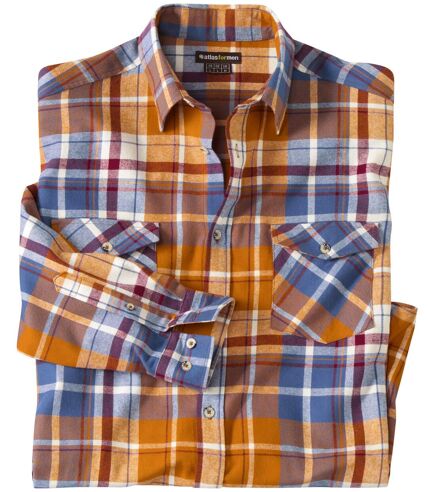 Men's Orange Checked Flannel Shirt