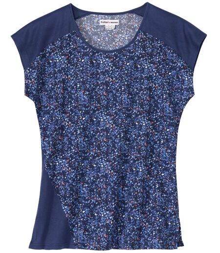 Women's Blue Speckled Print Sports Top