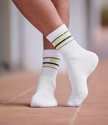 Pack of 4 Pairs of Men's Sport Socks - White Black Grey