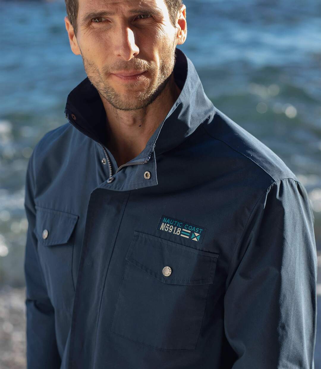 Men's Navy Multipocket Windbreaker - Water-Repellent-3