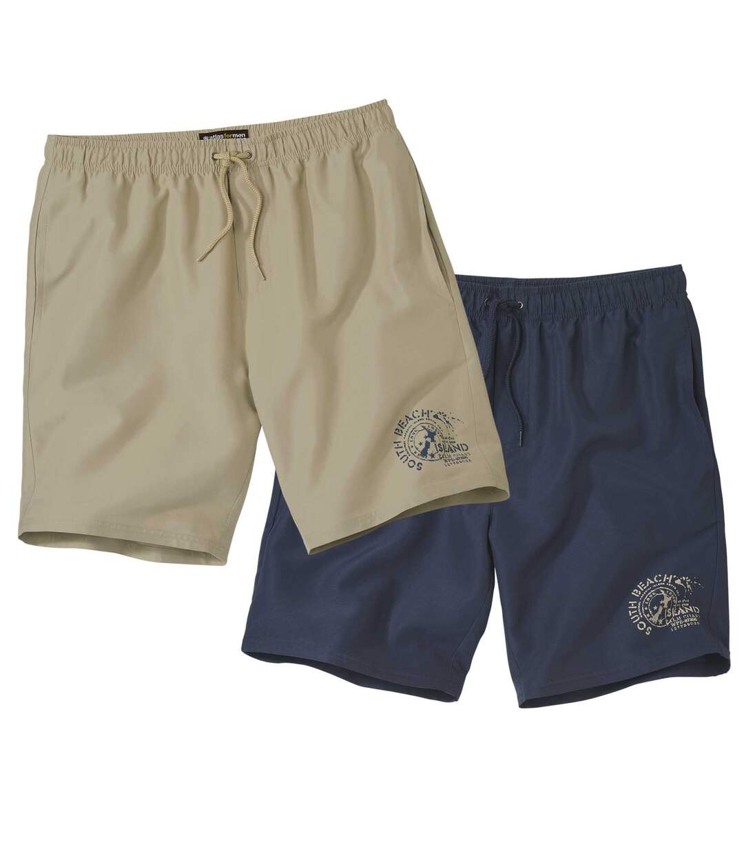 Pack of 2 Men's Microfiber Shorts - Navy Beige Atlas For Men