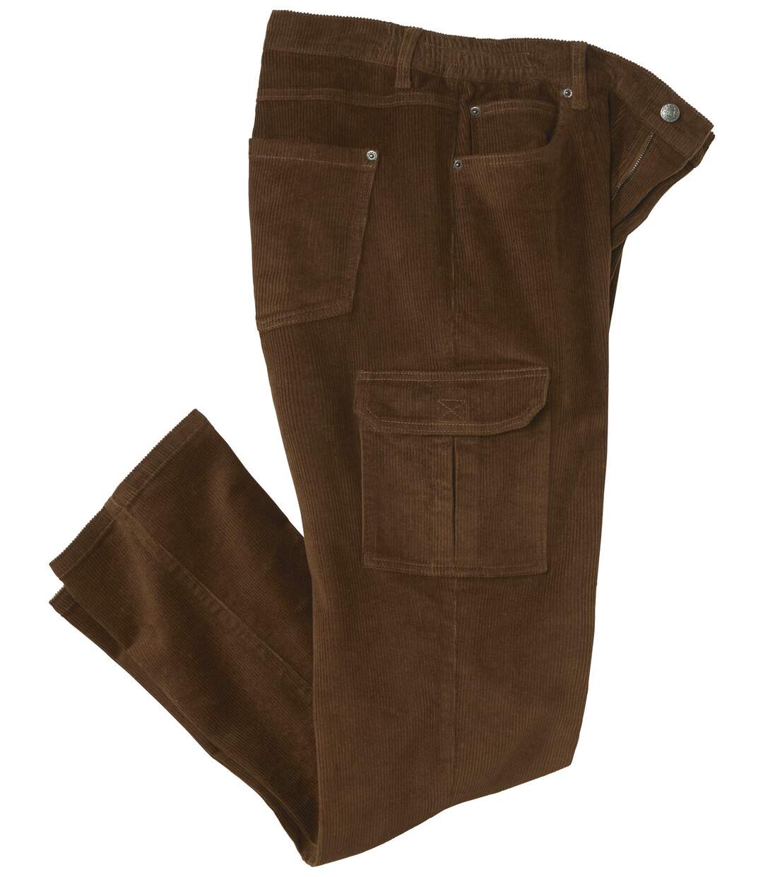 Men's Brown Corduroy Cargo Trousers-2